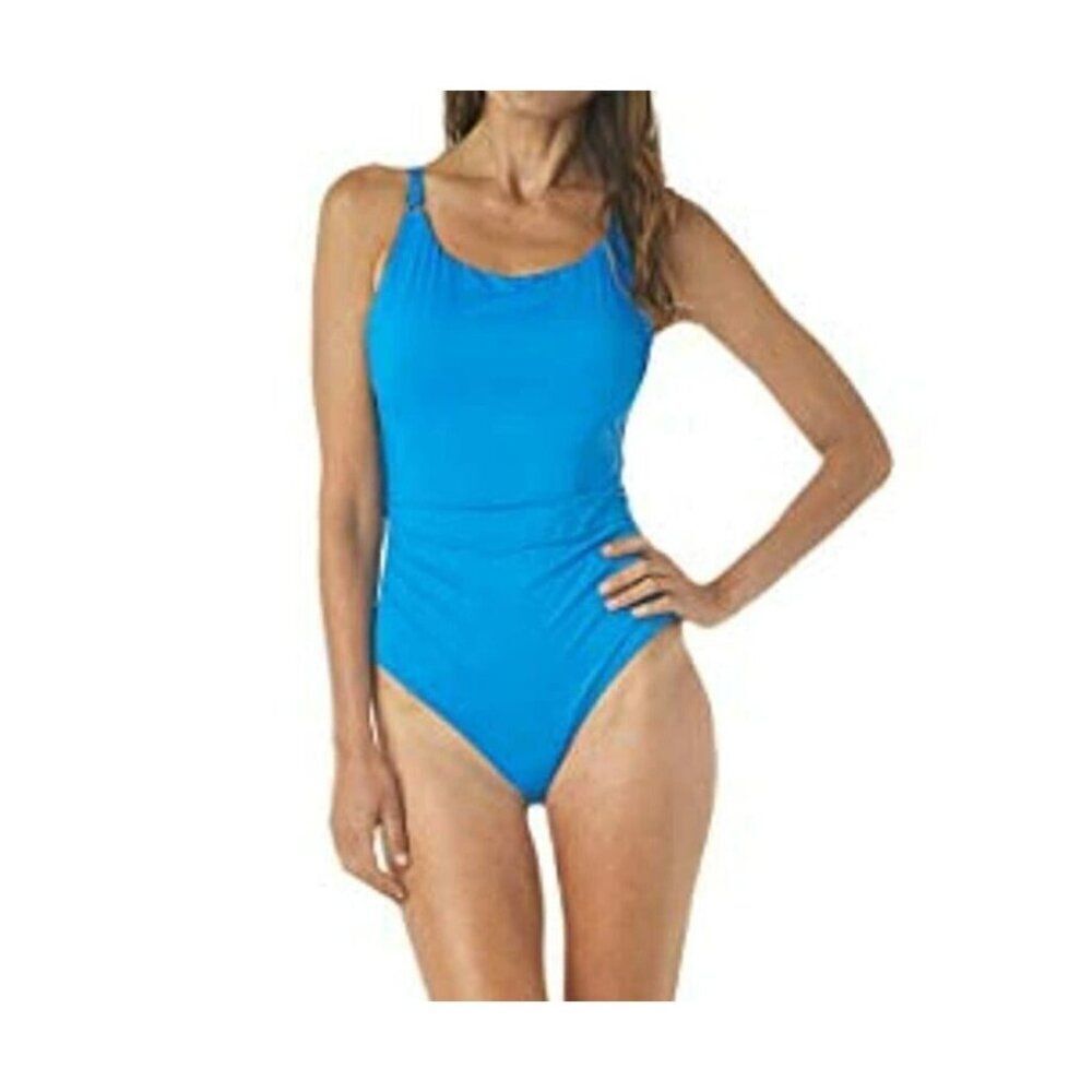 Jantzen 14 Blue solids lingerie mio  one piece swimsuit - New